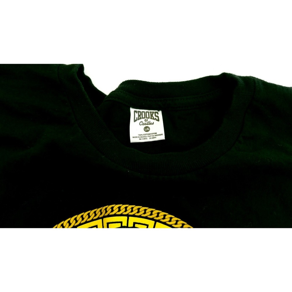 Mens Crooks And Castles Black T-shirt Large Ski‎ Mask Gold Chains Zumies - Picture 5 of 7